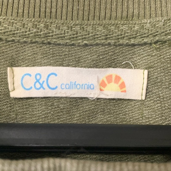 C&C California Pullover Sweatshirt Olive Leopard Large - Picture 2 of 5